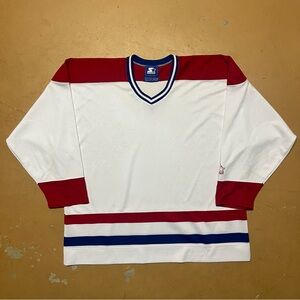 Vintage Starter Red and White Hockey Jersey Blank Size XXL